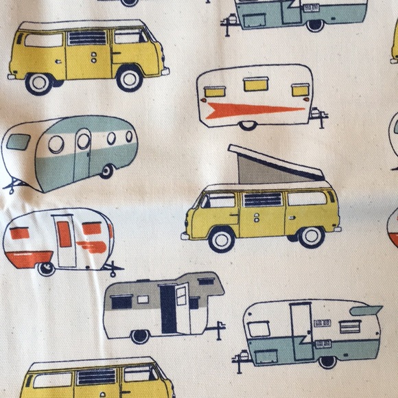 VW Vanagon Camper Van & Vintage Trailer Print Duck Cloth Fabric - Picture 7 of 9